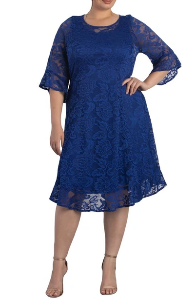 Kiyonna Livi Lace Cocktail Dress In Sapphire
