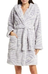 Ugg Aarti Faux Shearling Hooded Robe In Cloudy Grey Zebra