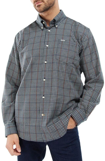 Barbour Check Performance Button-down Shirt In Navy