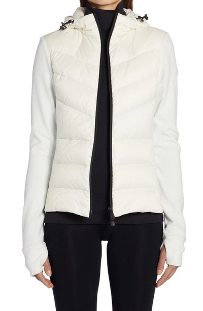 Moncler Quilted Down & Fleece Hooded Cardigan In White