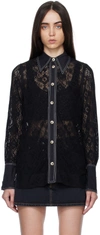Ganni Lace-panel Recycled Polyester And Cotton-blend Shirt In 099 Black