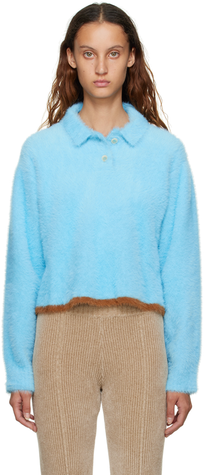 Jacquemus Neve Brushed Stretch-knit Polo Sweater In New