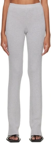 Dion Lee Slim Fit Light Reflective Ribbed Knit Pants In Silver