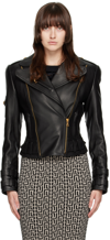 Balmain Zipped Leather Biker Jacket In 0pa Noir