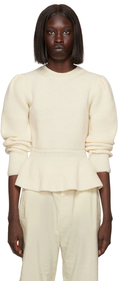 Lemaire Off-white Peplum Sweater In Light Cream