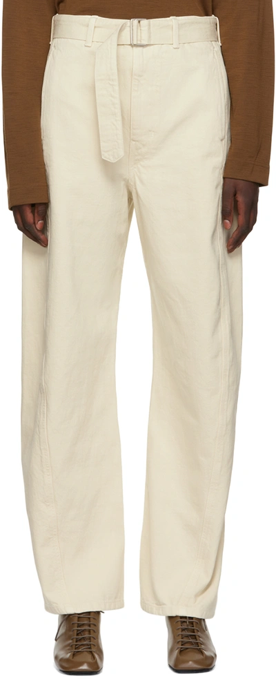 Lemaire Off-white Twisted Jeans In Wh015 Misty Ivory
