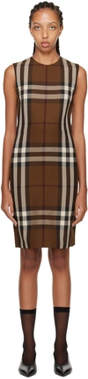 Burberry Maci Short Sleeve Dress In Dark Birch Brown Ip
