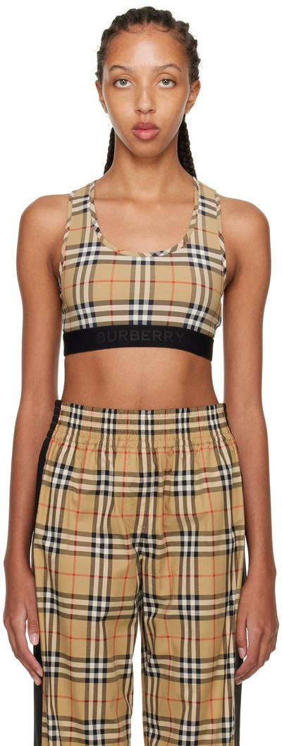 Burberry Beige Vintage Check Dalby Sports Bra