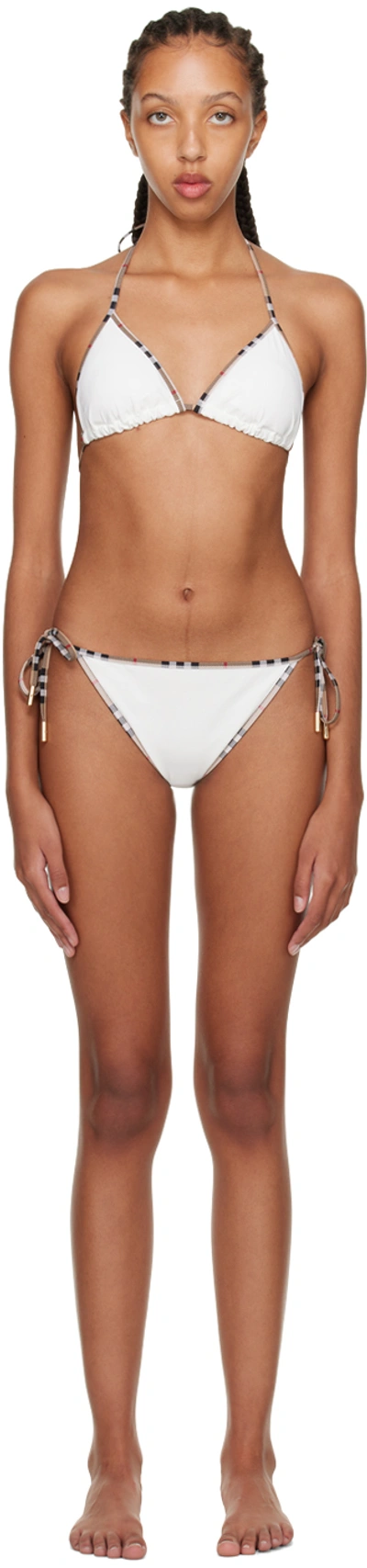 Burberry Mata Checked-piped Triangle Bikini In White