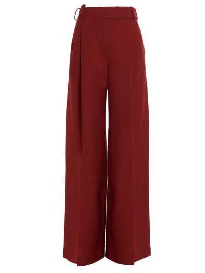 Alexandre Vauthier Loose Leg Pants With Front Pleats In Red