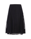 RED VALENTINO BLACK MIDI SKIRT IN POINT DESPRIT TULLE WITH RIBBONS
