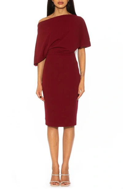 Alexia Admor Olivia Draped One-shoulder Dress In Burgundy