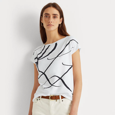 Lauren Ralph Lauren Logo-print Cotton-blend Top In White