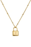 Savvy Cie Jewels Initial Lock Pendant Necklace In Gold - E
