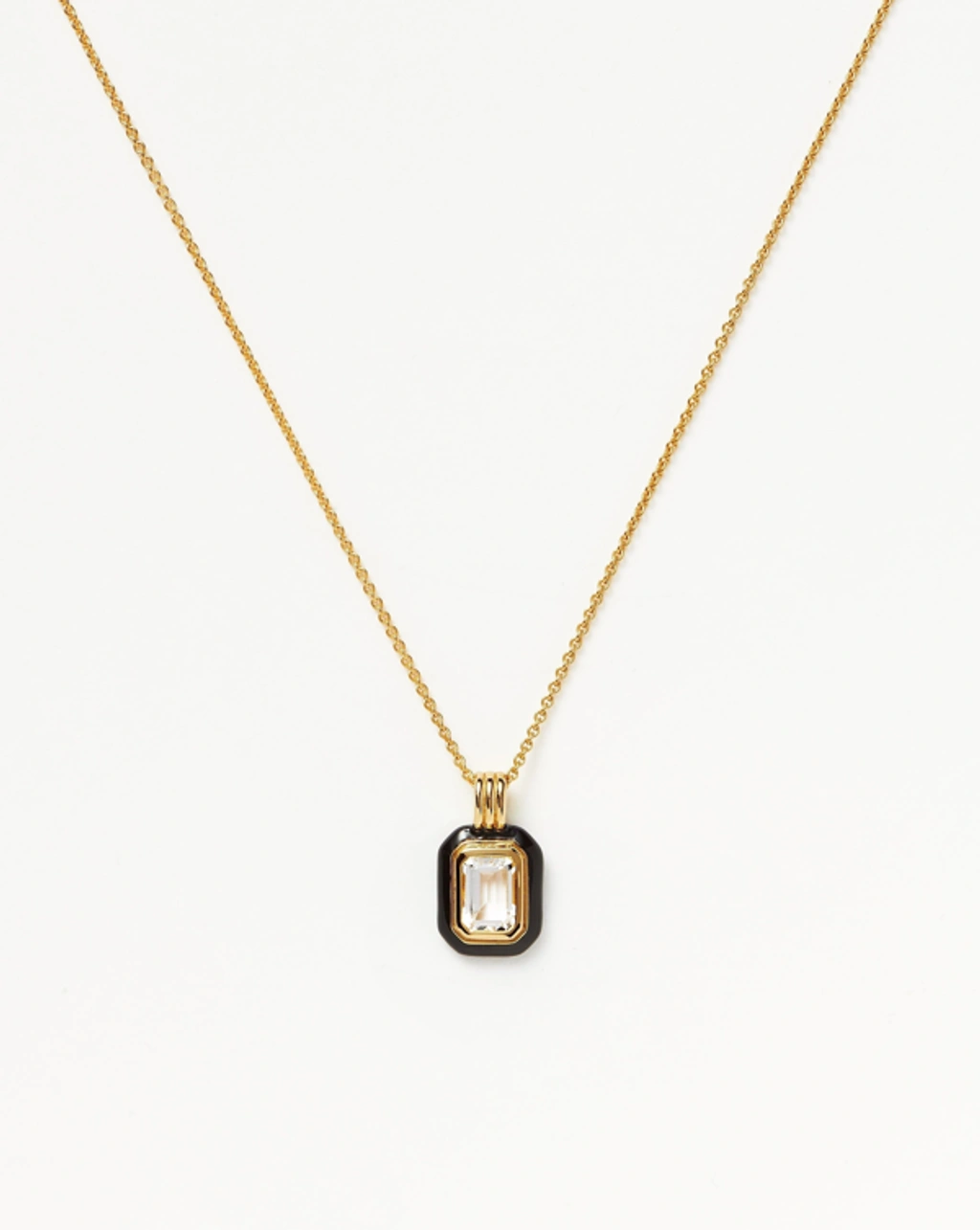 Missoma Enamel & Stone Pendant Necklace 18ct Gold Plated