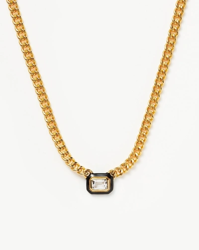 Missoma Enamel & Stone Floating Pendant Chain Necklace 18ct Gold Plated/crystal Quartz