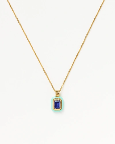 Missoma Enamel & Stone Pendant Necklace 18ct Gold Plated Vermeil/dark Blue Cubic Zirconia