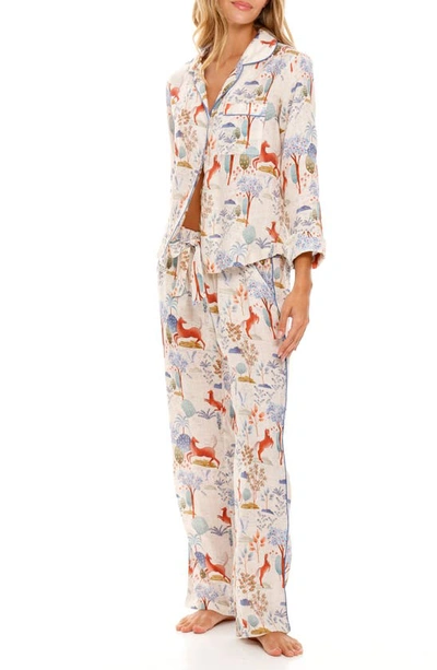 The Lazy Poet Emma Printed Linen Pyjama Set In Equestrian