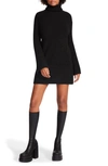 Steve Madden Abbie Long Sleeve Sweater Minidress In Black