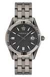 Versace Greca Time Bracelet Watch In Ip Gunmetal