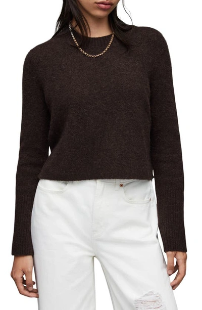 Allsaints Wick Wool Blend Crop Sweater In Bitter Brown