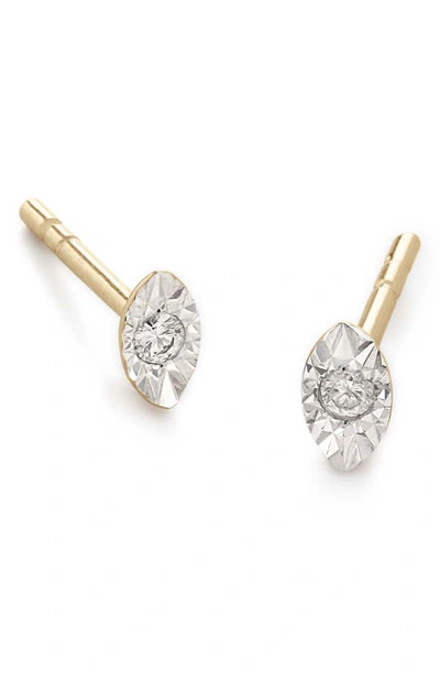 Monica Vinader Diamond Marquise Stud Earrings In 14kt Solid Gold