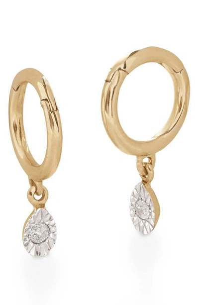 Monica Vinader Diamond Teardrop Mini Huggie Hoop Earrings In Gold