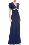 Mac Duggal Cutout Column Gown In Blue