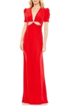 Mac Duggal Cutout Column Gown In Red