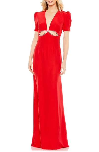 Mac Duggal Cutout Column Gown In Red