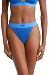 Skims Cotton Rib Thong In Cobalt