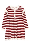 Nordstrom Matching Family Moments Stripe Ruffle Sweater Dress In Ivory Egret- Red Stripe
