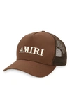Amiri Logo Cotton Canvas Trucker Hat In Brown