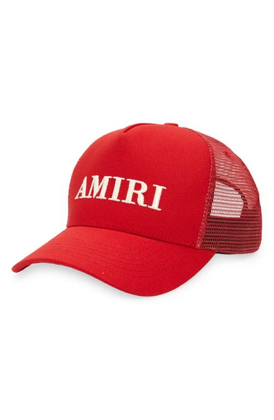 Amiri Embroidered Logo Trucker Hat In Red