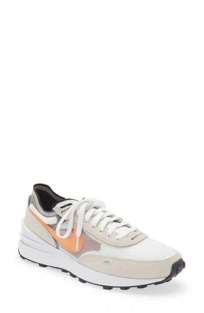 Nike White Waffle One Sneakers In White/ Orange/ Light Bone