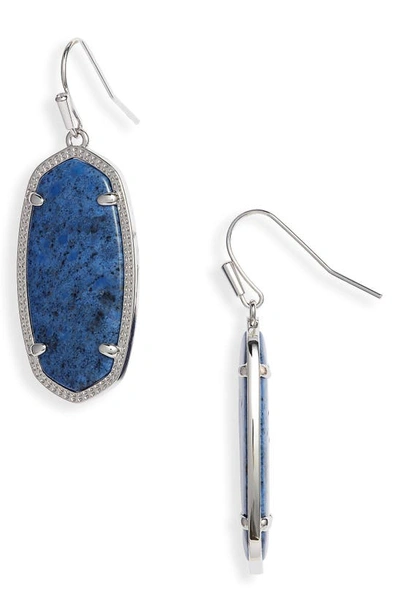 Kendra Scott Elle Filigree Drop Earrings In Rhodium Blue Dumoitierite