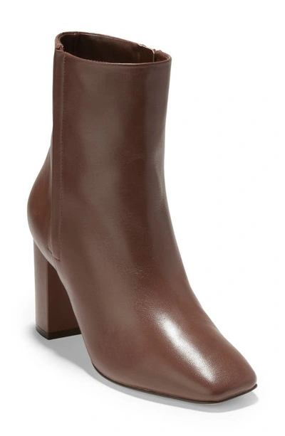 Cole Haan Ga York Womens Embossed Leather Side Zip Ankle Boots In Brown