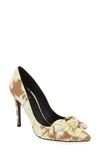 Ted Baker Ryana Tapestry Pointed Toe Bow Pump In Camel