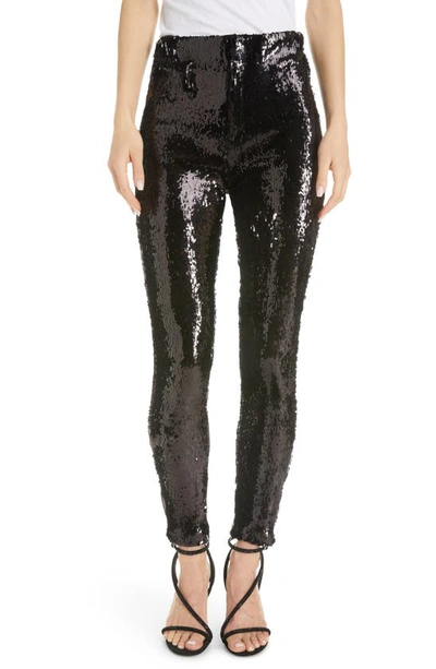 Isabel Marant Madilio Sequin Cotton Skinny Crop Pants In Silver