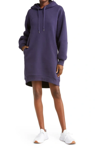 Zella Cara Long Sleeve Fleece Hoodie Dress In Navy Nightfall