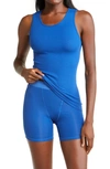 Skims Rib Stretch Cotton Long Tank In Cobalt