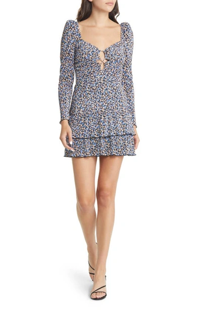 Saylor Temperley Floral Print Long Sleeve Minidress In Multi