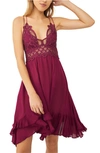 Free People Intimately Fp Adella Frilled Chemise In Wine Diamonds