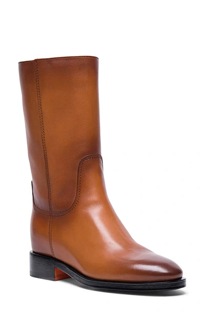 Santoni Fleeces Calfskin Mid Boots In Light Brown