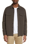 Vince Cotton-blend Shirt Jacket In Green