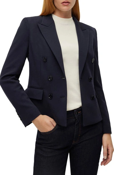 Hugo Boss Jocalia Double Breasted Jacket In Open Blue