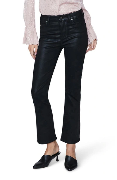 Paige Claudine Faux Leather Flare Ankle Pants In Black Fog Luxe