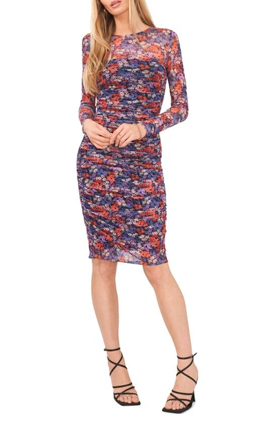1.state Women's Long Sleeve Ruched Midi Dress In Multi