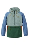 L.l.bean Mountain Classic Water Resistant Half Zip Jacket In Mineral Blue/ Emerald Spruce