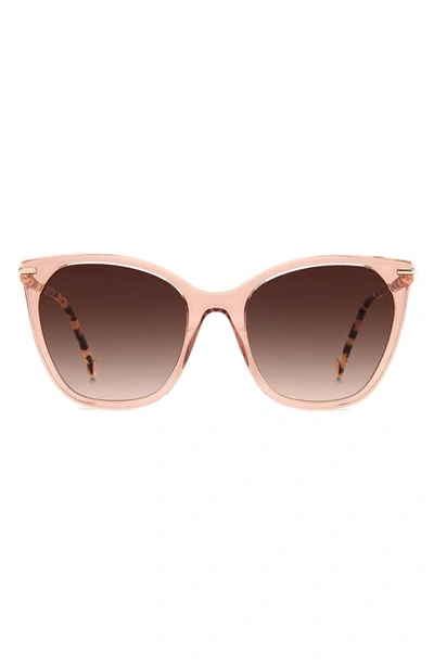 Carolina Herrera 56mm Cat Eye Sunglasses In Nude Havana / Brown Gradient